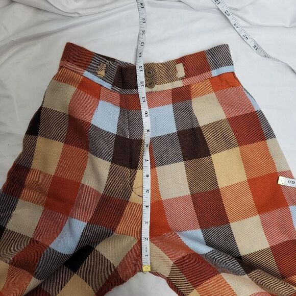 VINTAGE 60s plaid wool wide leg high waist fall trouser pants XS/S - Picture 9 of 11